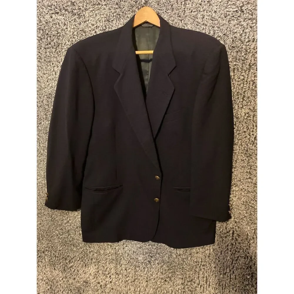 Vintage Pierre Cardin Men's Wool Blazer Black 42 Classic Fit Formal